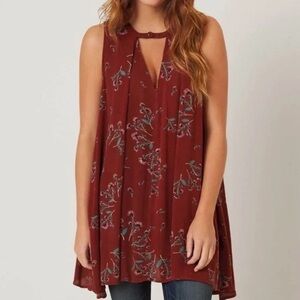 Free People Burgundy Floral Tunic